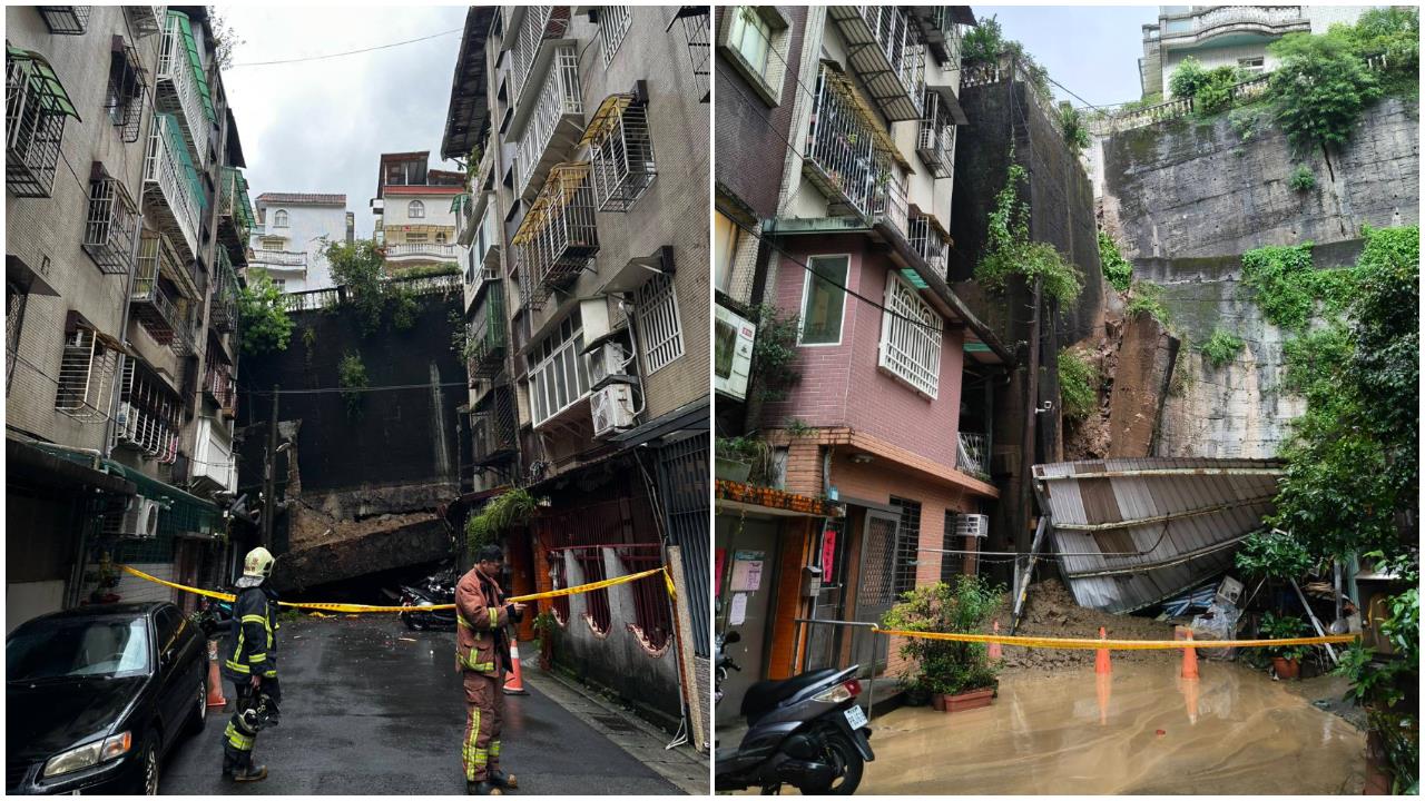 快新聞/撐不住了!暴雨狂襲「新店擋土牆崩塌」 現場駭人畫面曝光