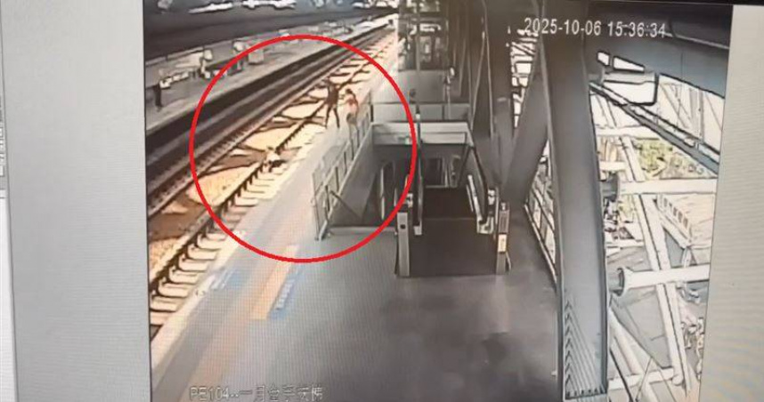 台鐵五權站務員遭推落軌道　「列車僅6秒入站險變肉泥」驚悚畫面曝