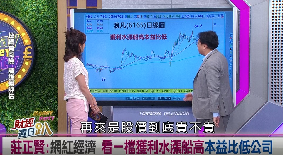 週日趴(影)／莊正賢:網紅經濟看一檔獲利水漲船高 本益比仍低的公司