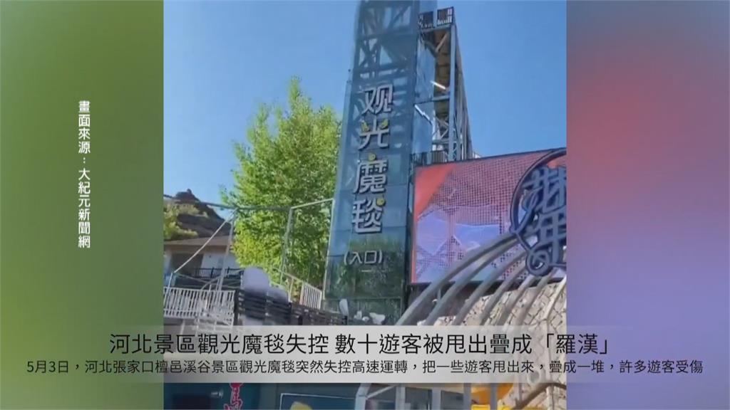 開園三天就出事！河北景區「觀光魔毯」失控　遊客遭甩出疊成「羅漢」