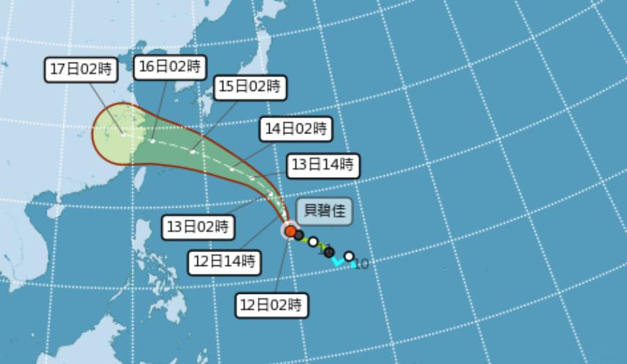 快新聞／貝碧佳今晚「恐轉中颱」路徑曝光！　未來一週全台多雲有雨