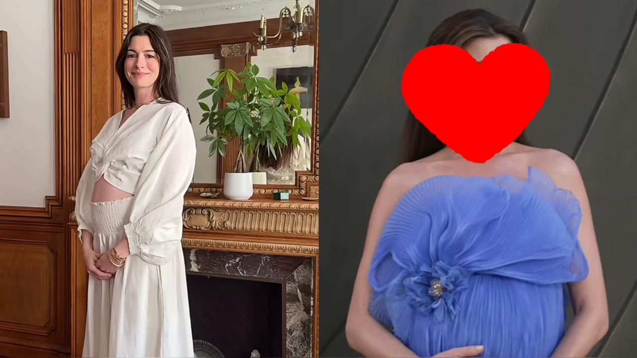 43歲安海瑟薇懷三胎宛如少女！藍色仙氣禮服亮相紅毯網讚：最美孕婦