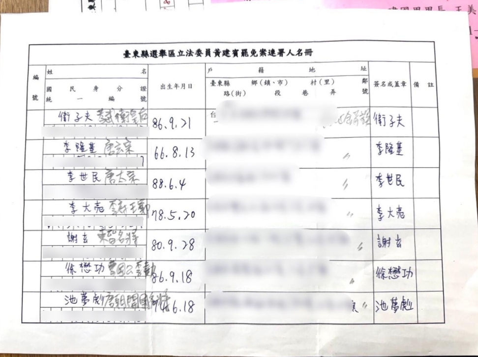 快新聞/栽贓?罷免黃建賓連署驚見唐太宗、衛子夫 罷團怒:最惡劣的偽造文書