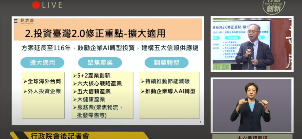 快新聞/行政院會今拍板「投資台灣2.0方案」 企業總貸款額度增至7200億