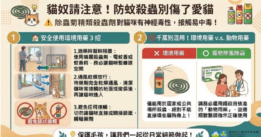 這款殺蟲劑恐傷喵星人！「天然除蟲菊精」對貓毒性較高　環境部出手