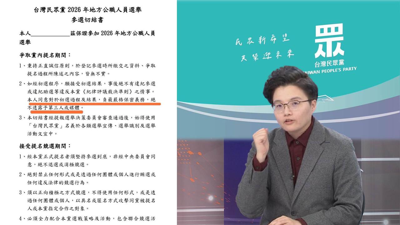 李有宜不是第一個苦主?吳靜怡自爆簽民眾黨參選切結書內幕:保密變洩密?