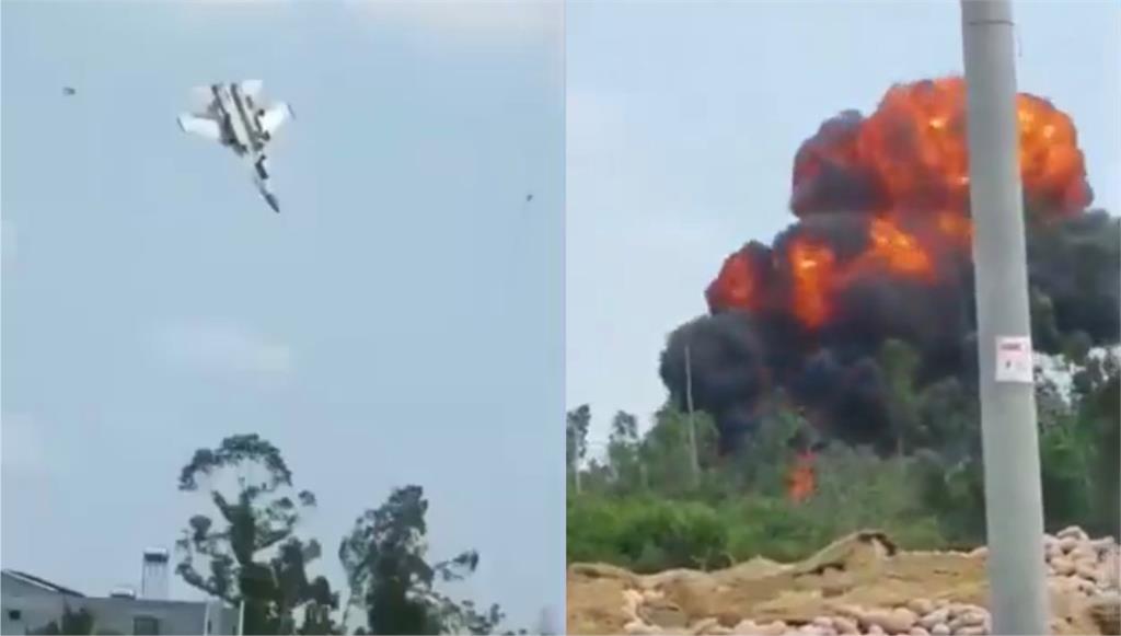 中國戰機訓練時失事墜毀！畫面曝光　軍方：飛行員跳傘成功
