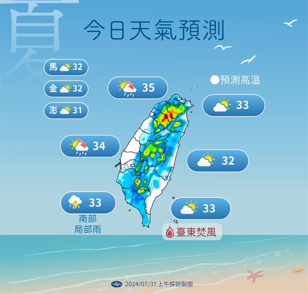 快新聞／北部、西半部今慎防午後豪大雨　氣象署：8月上旬觀察季風環流