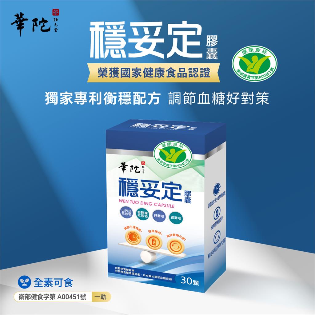 華陀扶元堂「穩妥定」血糖健康食品 榮獲一軌健字號認證 科學實證再升級