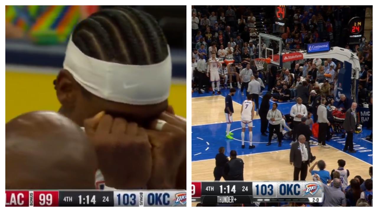 NBA(影)／雷霆主力威廉斯出現驚悚腳踝扭曲傷勢！當場送醫SGA忍不住爆哭