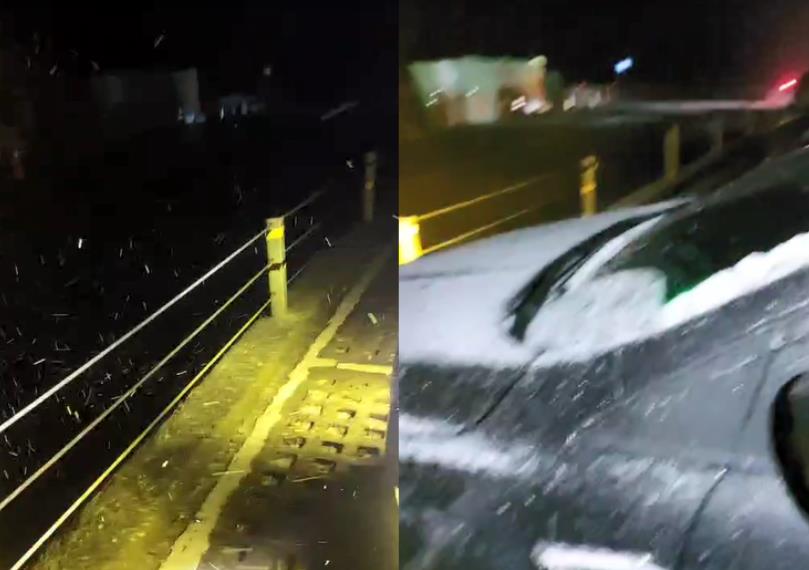 快新聞／合歡山凌晨飄雪了　武嶺「雪白」一片