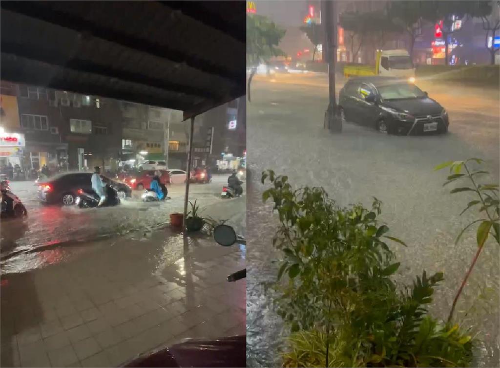 快新聞／大雷雨夜襲高雄　鳥松、鳳山區馬路都淹了