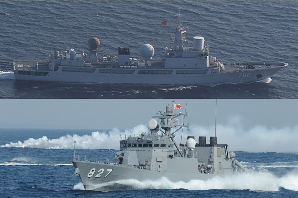 共軍815型電子偵察艦現身青森津輕海峽　日「熊鷹」飛彈快艇監控