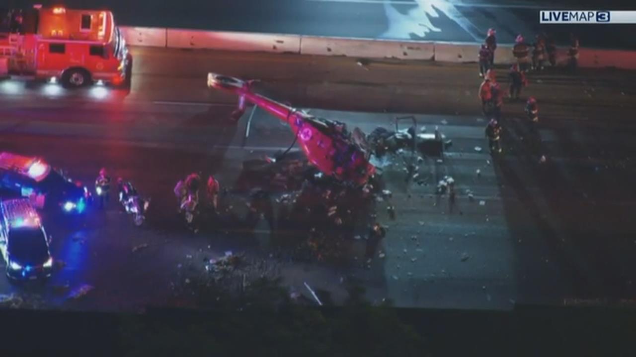 直擊畫面！　美加州醫療直升機墜毀3人重傷