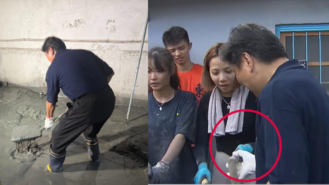 傅崐萁首張鏟泥照真相曝！竟是E人志工「當場塞鏟子」起哄：大家想看你挖啦