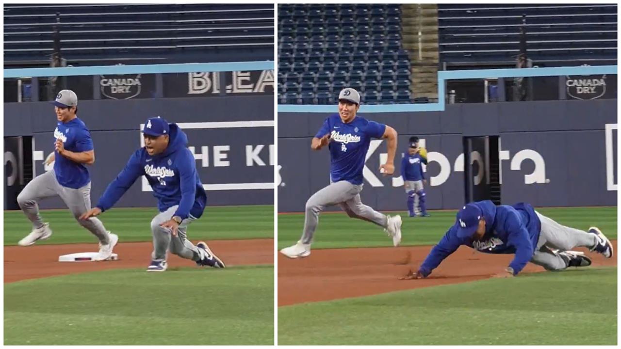 MLB(影)/辛酸畫面!「世紀之盜」主角服老了 道奇主帥羅伯茲「仆街」全場爆笑