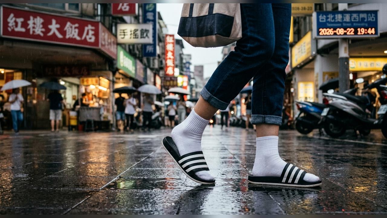 下雨天為何路上一堆人「穿拖鞋+襪子」？過來人曝真相：1原因寧願襪子濕掉