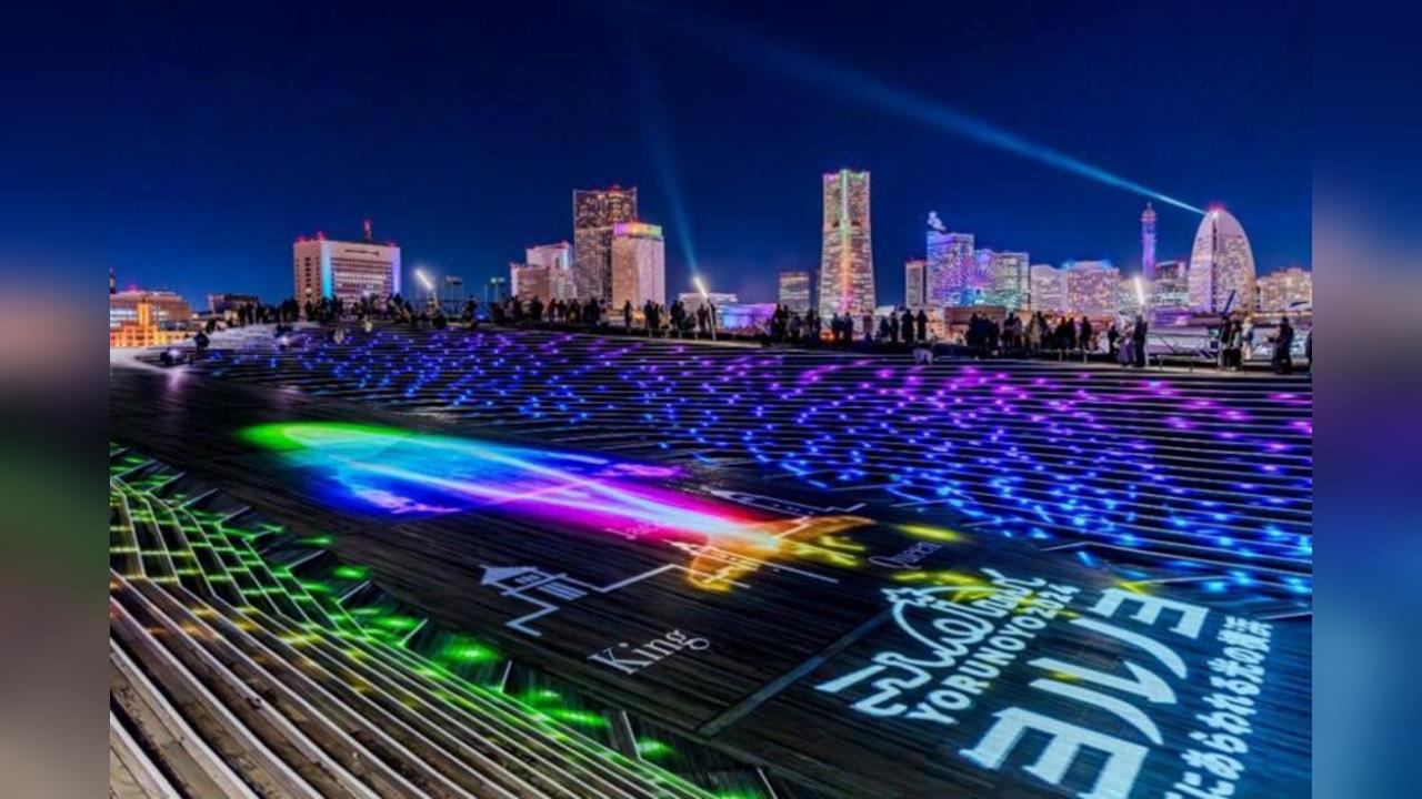 日本「夜之橫濱」燈光秀　結合音樂燈光遊客享受港都風光