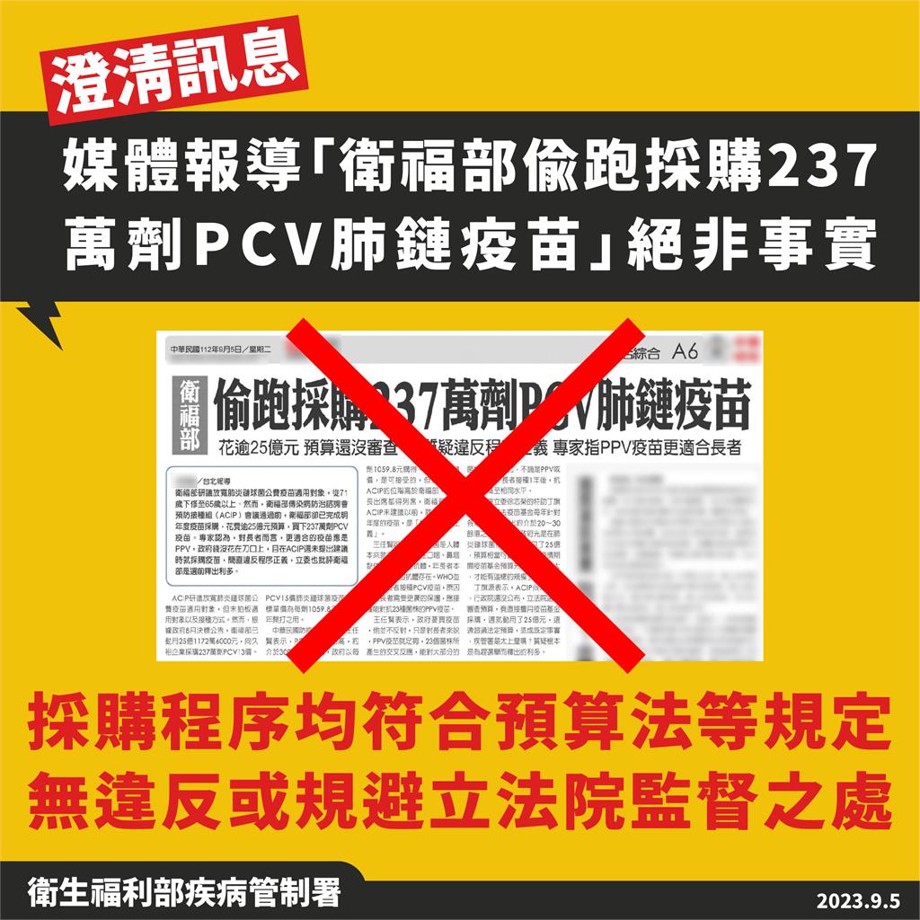 快新聞／衛福部偷跑買PCV肺鏈疫苗？　疾管署反擊了