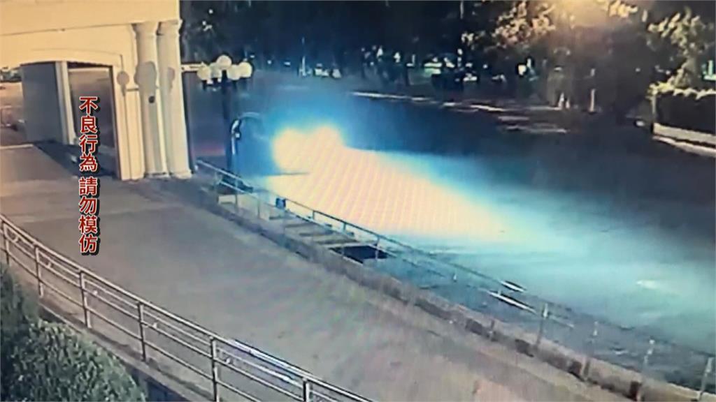 南投中興會堂前變練車場 汽車甩尾3+3圈留燒胎痕