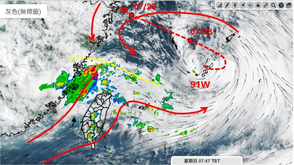 91W恐釀成輕颱「對台影響」曝光!專家示警:「2階段」雨彈狂炸