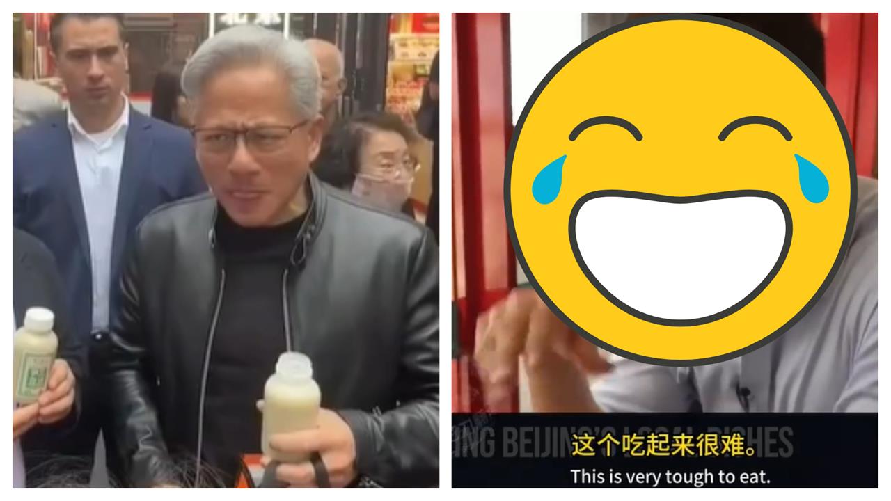 黃仁勳喝豆汁「臉揪成一團」！美記者挑戰後愣了…秒吐：這頓飯永遠不會忘記