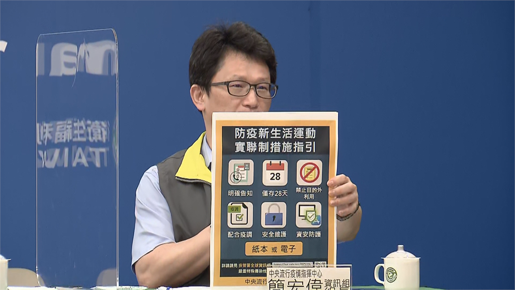 快新聞／指揮中心公布「實聯制措施指引」 兼顧個資保護與疫調「28日後會刪除」