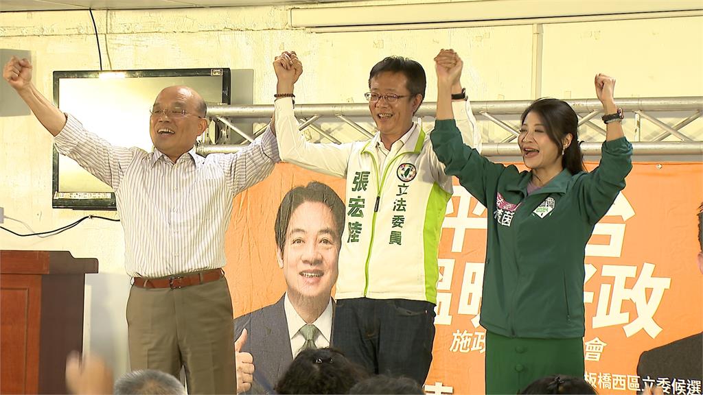 卸任閣揆後首次輔選！　蘇貞昌站台「子弟兵」張宏陸　高喊：衝衝衝