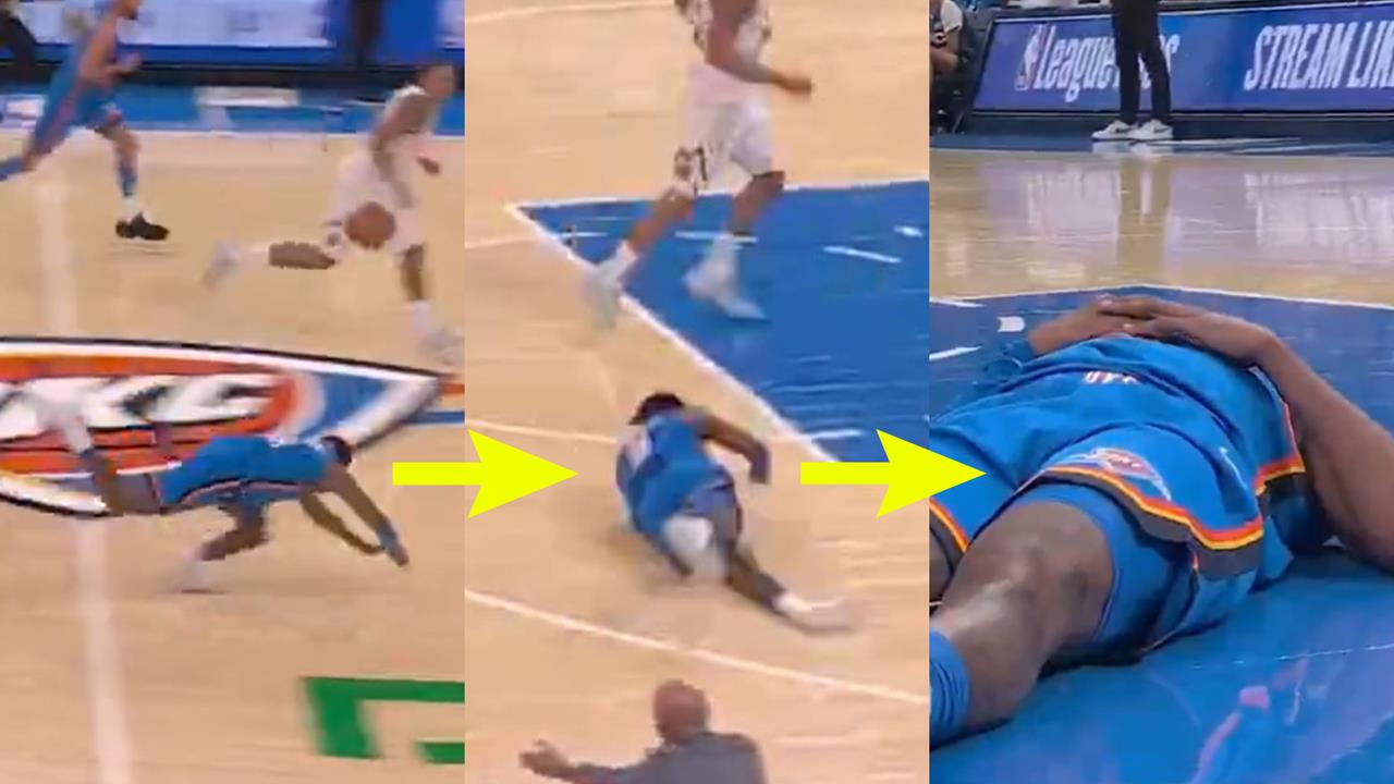 NBA(影)／要改名內馬爾？雷霆明星前鋒中場摔車「滾到籃底下」誇張護身倒法網狂笑