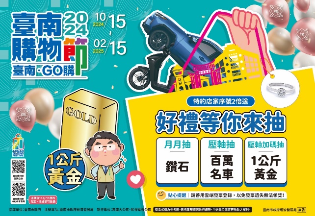 臺南購物節最大獎抽1公斤黃金(價值280萬)來臺南觀光工廠好康多!抽獎序號雙倍送