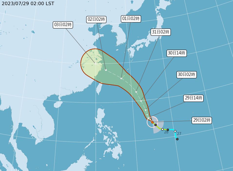 快新聞／今各地水氣仍多2縣市大雨特報　「卡努」最新路徑曝光   