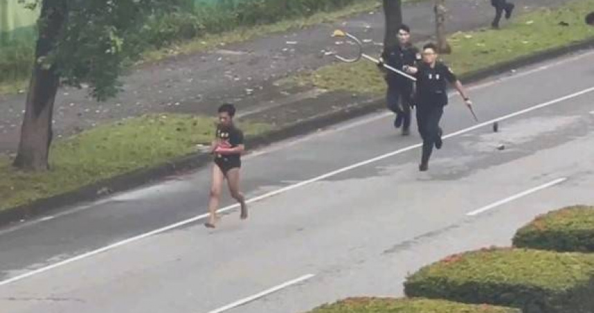 花蓮失控移工持刀狂奔2.7公里　警民「對丟對峙」畫面超離譜