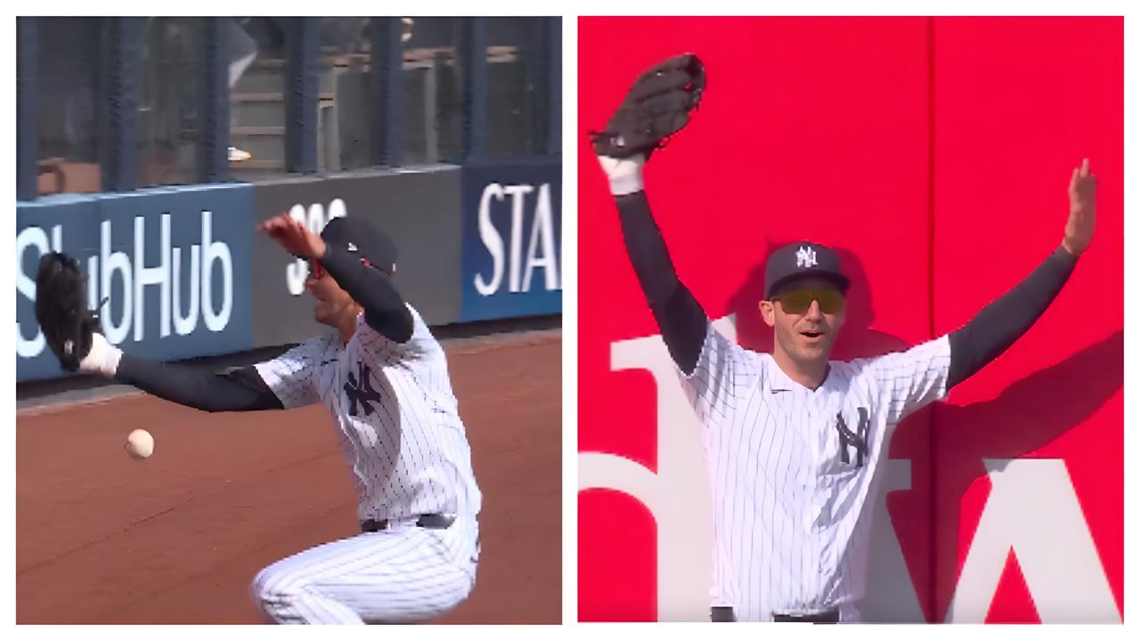 MLB(影)/洋基強打貝林傑背面超神接殺!連自己都不相信現場球迷全嗨翻