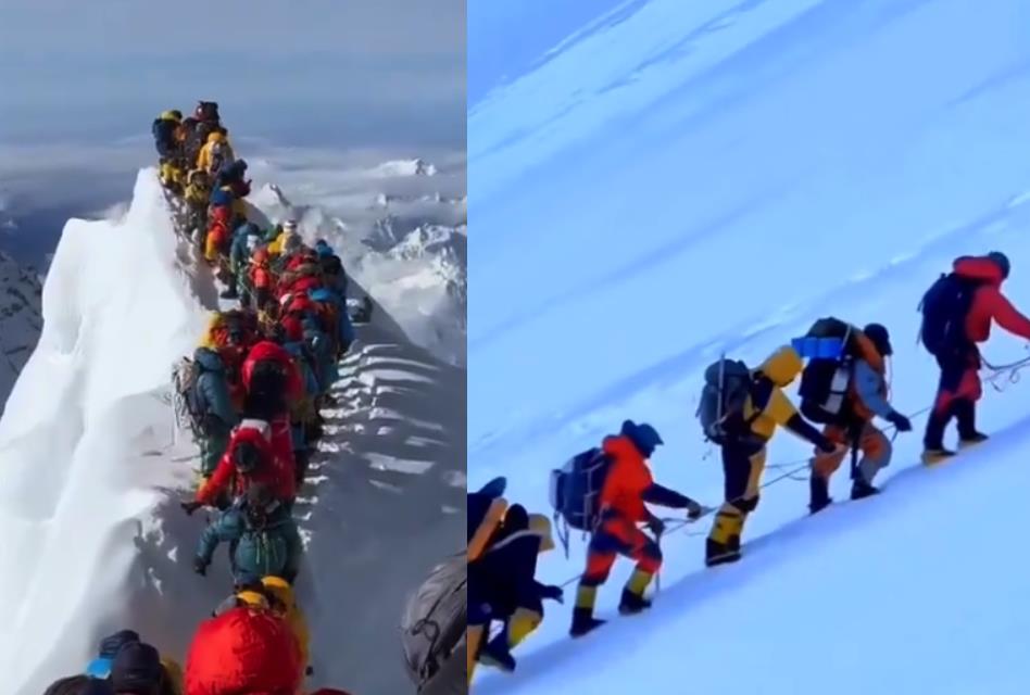 快新聞/登山客「擠爆山脊」驚險畫面曝光! 聖母峰攻頂已釀5死3傷