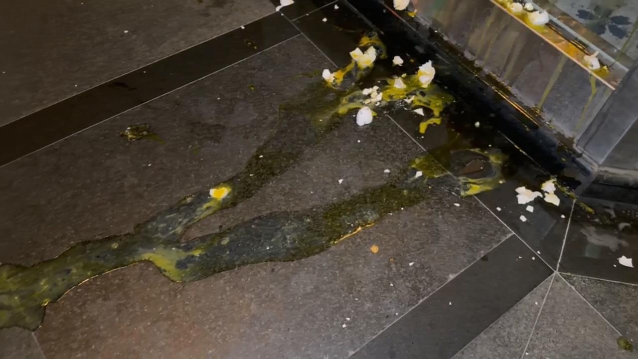 不滿保險理賠遭苛扣 撂人到保險公司砸雞蛋.噴漆被逮