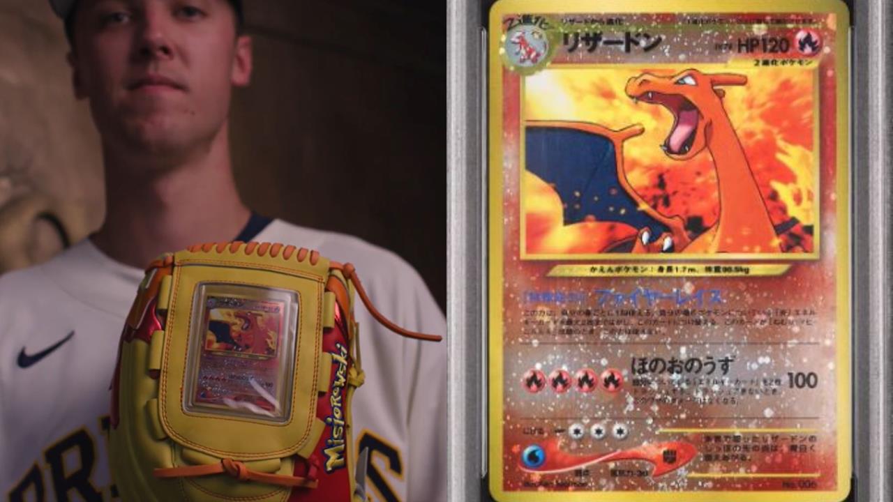 MLB(影)／真寶可夢狂粉！手套竟鑲「超稀有噴火龍卡」　釀酒人王牌秀明星賽神裝