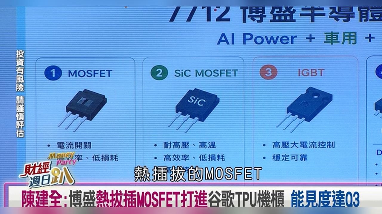 財經週日趴(影)／陳建全:博盛熱拔插MOSFET打進谷歌TPU機櫃 能見度達Q3