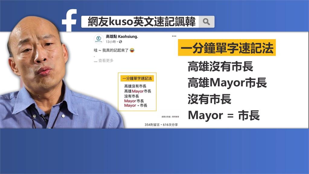 高雄「Mayor」沒有市長？網路出現英文速記法、學子作文諷刺韓國瑜