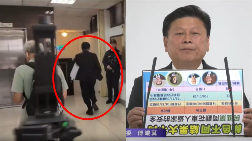 傅崐萁罷免說明會「手板拿反7秒」超尷尬！「慌張衝下樓」畫面曝…罷團喊：要倒了