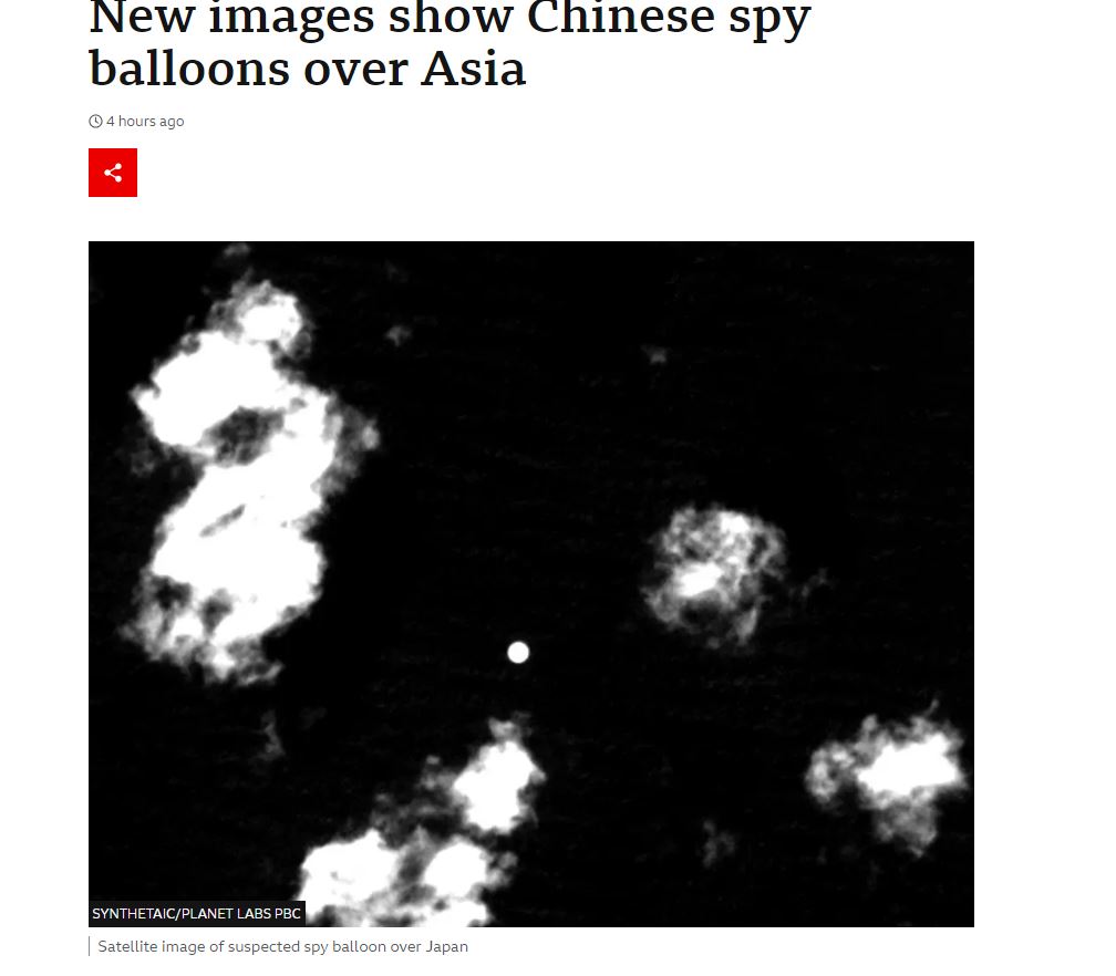 快新聞／中國間諜氣球飛越日本、台灣上空　《BBC》揭最新畫面