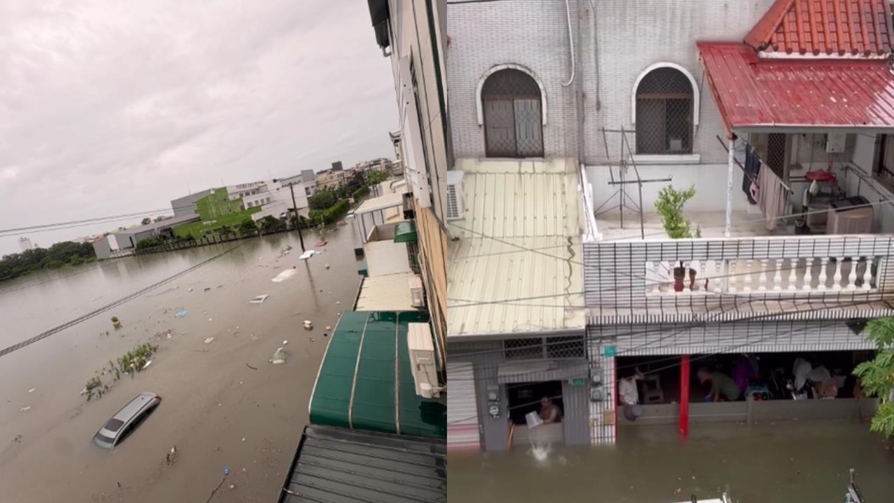 台南暴雨成災！仁德區淹到「冰箱漂起來」畫面曝光　網嚇：轎車全滅頂