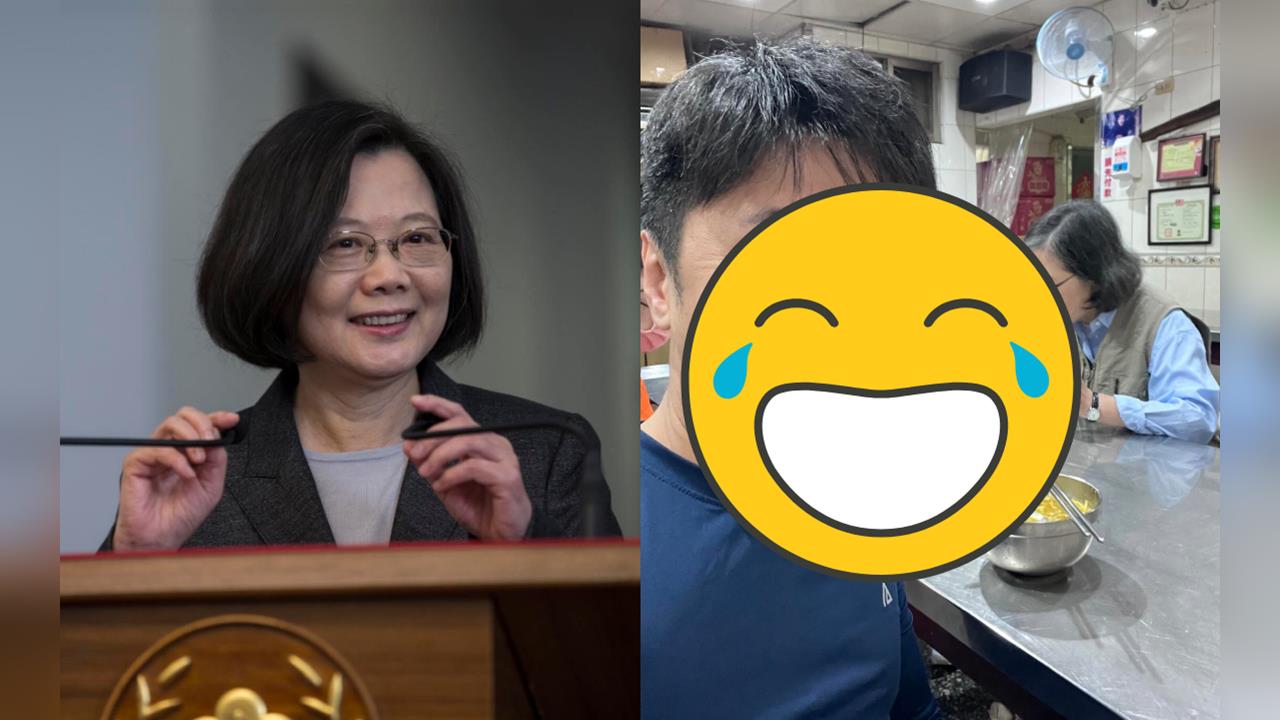 小吃店「併桌短髮大姐」超面熟！網一看「竟是蔡英文」私下低頭嗑麵全被拍