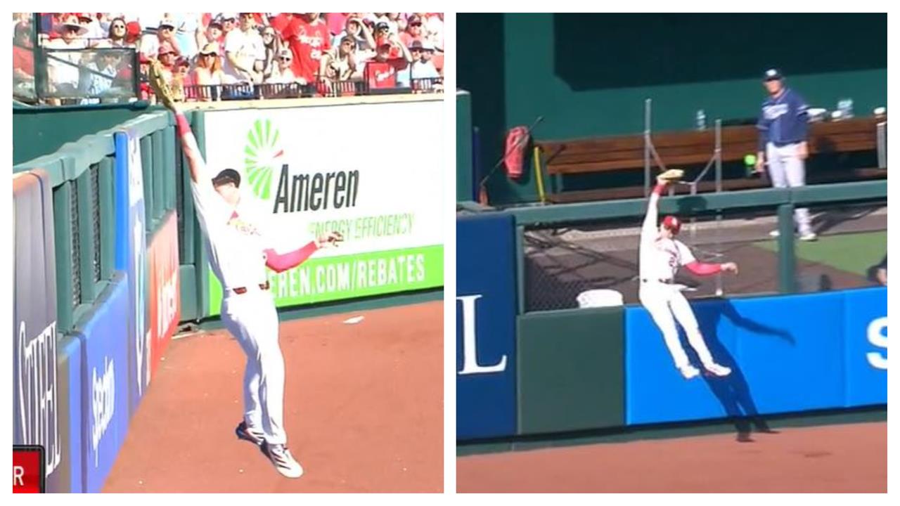 MLB(影)／太神啦！他扮「牆頭悍匪」七星美技搶劫追平轟 　還繳猛打賞助紅雀首勝