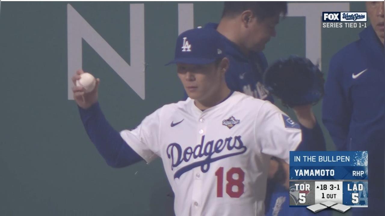 MLB(影)/藍鳥最怕的「咒怨」來了?兩隊鏖戰18局 道奇牛棚驚見山本由伸熱身