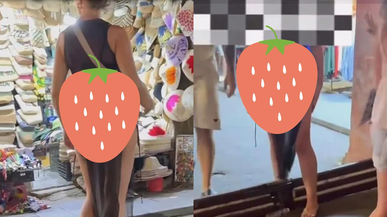 金髮正妹逛古蹟穿「黑高衩透視裝」比基尼看光！女導覽員「1句勸離」全網力挺
