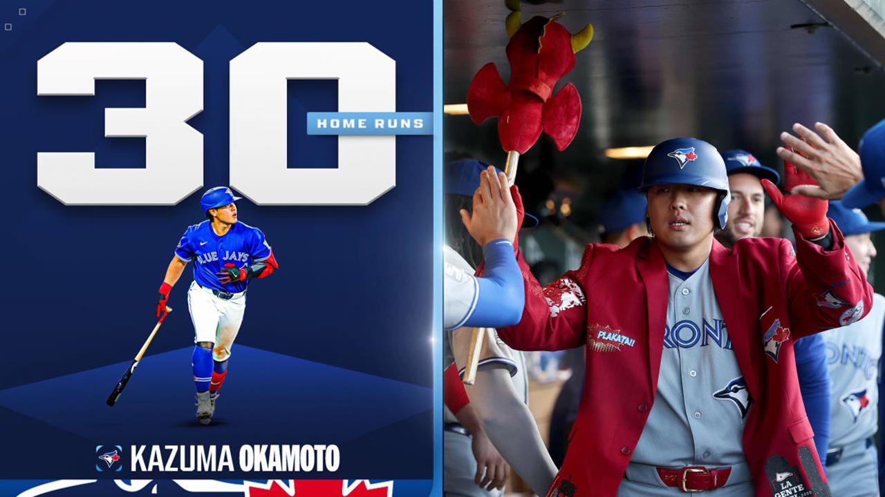 MLB(影)／史上第5位「單季30轟」日製重砲！岡本和真炸裂追平大谷翔平產量