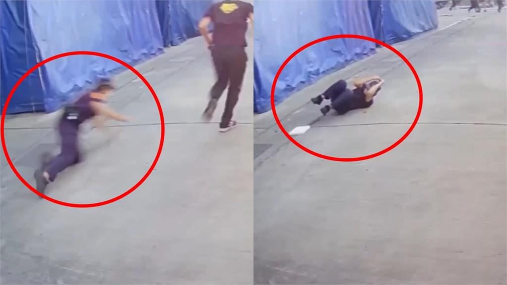 三元能源電池「爆炸瞬間」畫面曝!男警逃跑跌倒「抱頭護身」消失在粉塵中