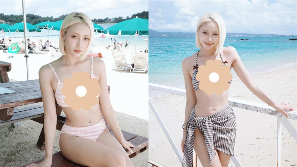「中職第一軟」卉妮海灘激辣泳裝2選1 橫條OR格紋甜問:「哪套可愛?」網全暈了