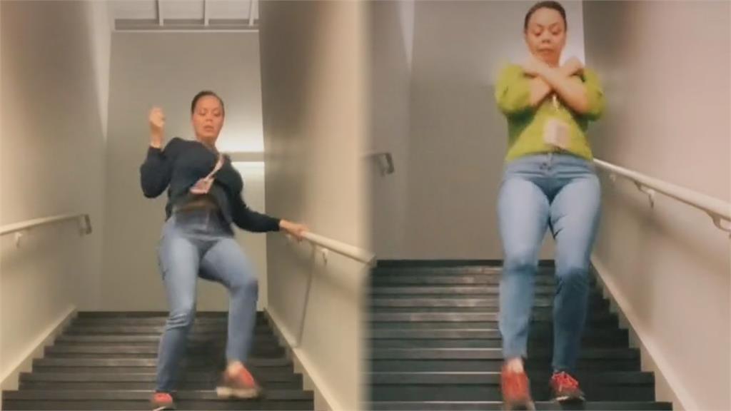 上圍過大困擾！女下樓梯用瓦干達式「擋震動」　趣味8招吸千萬觀看