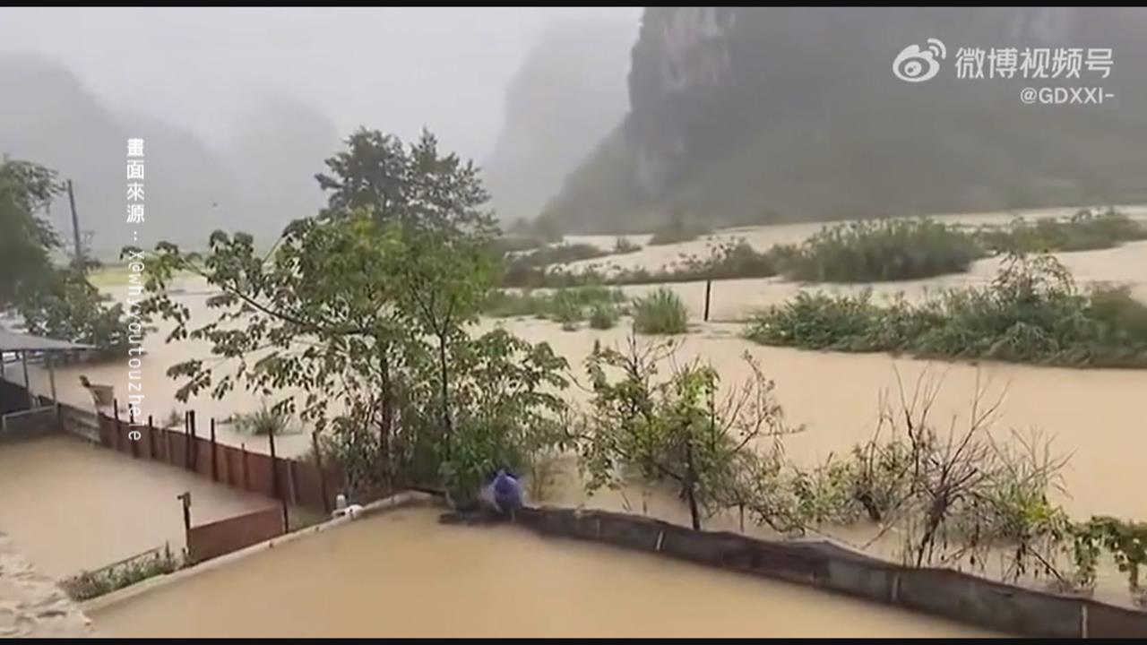 中國廣西豪雨不斷淹大水 水深一度達一層樓高居民撤離
